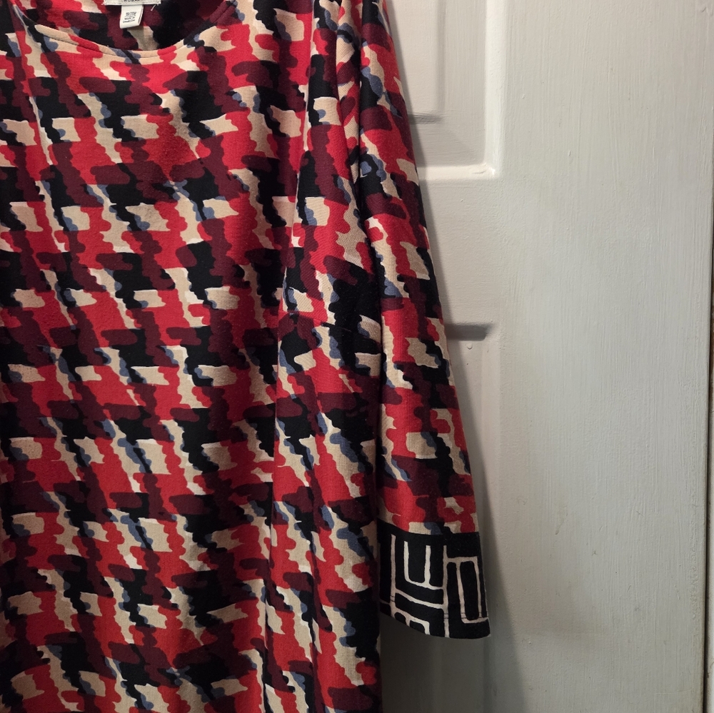 Cato's Red and Black Long Sleeve Sheath Dress - Picture 3 of 8